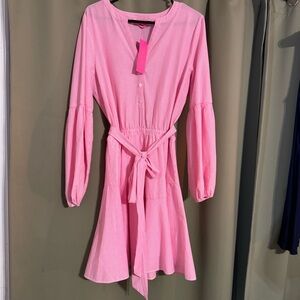 Lilly Pulitzer Pink Long-Sleeve Tie-Waist Dress